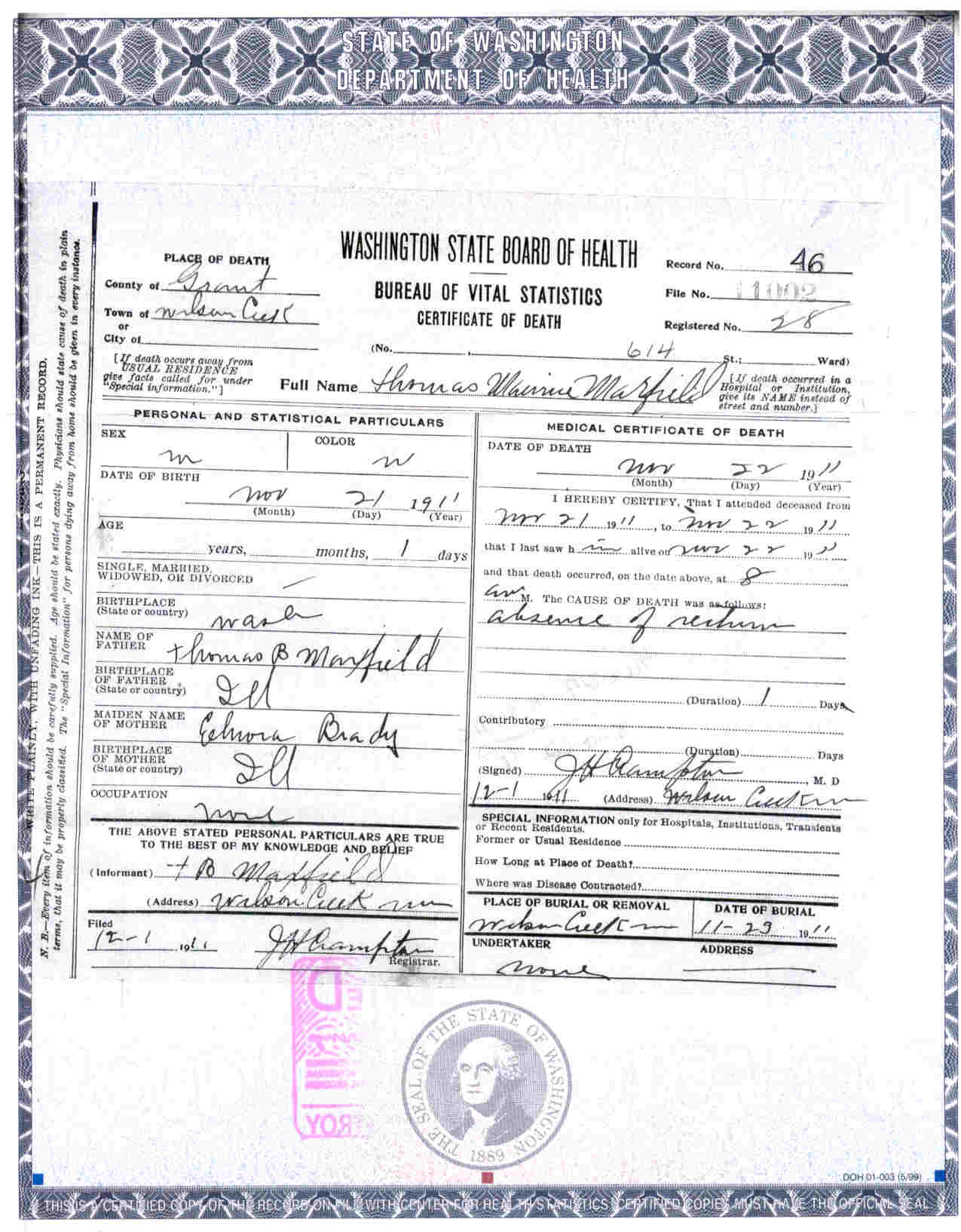 Thomas Death Record